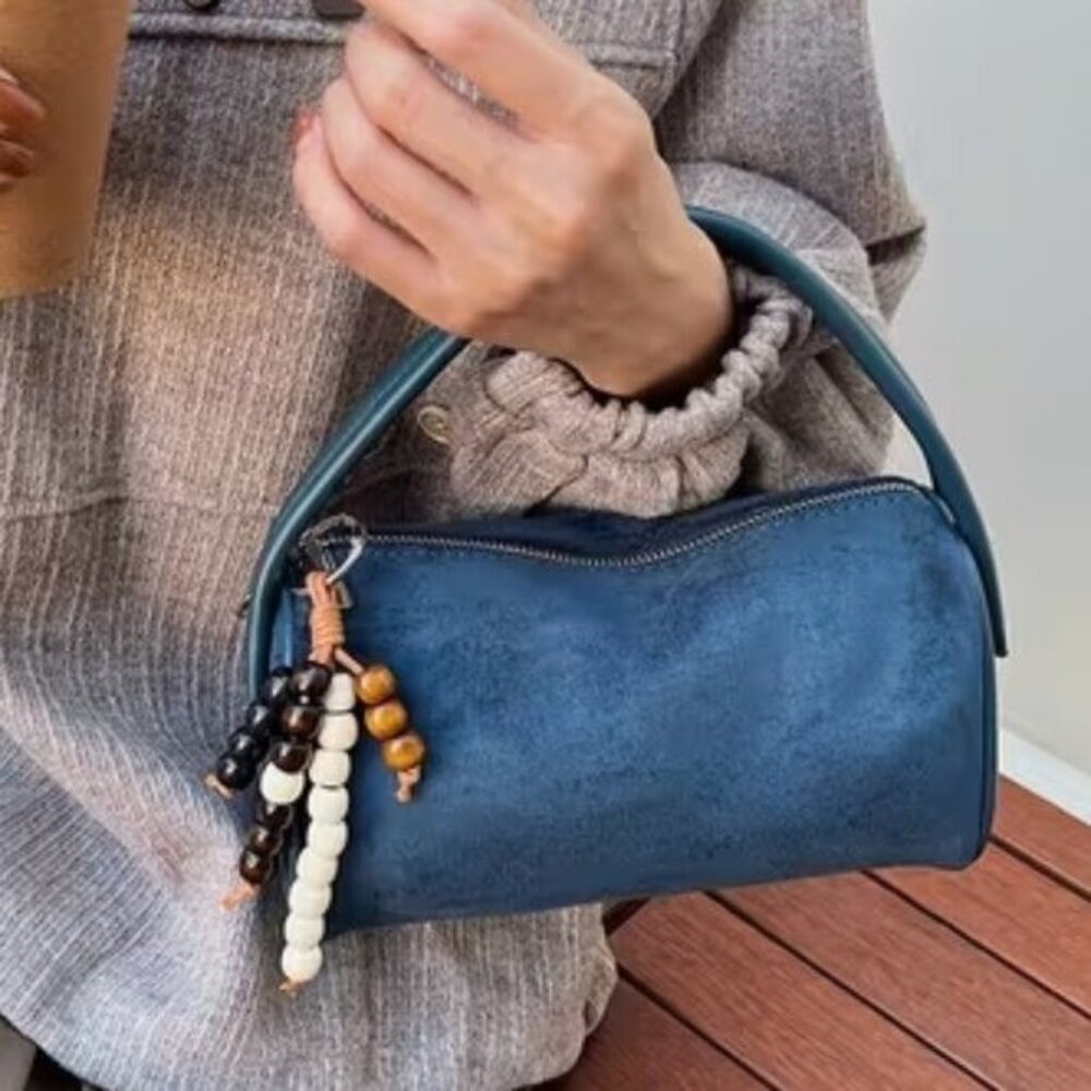 Genuine Leather Rectangle Box Shape Crossbody Bag - image 1